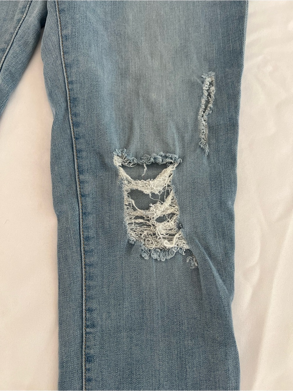 DL1961 Light Blue Distressed Straight Leg Jeans - Picture 4 of 10